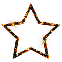 Sparkling bokeh star frame outline isolated on transparent background. This is a part of a set which also includes letters, numbers, symbols, and shapes