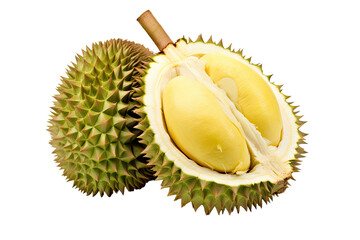 Obraz premium Green fresh durian isolated on white background