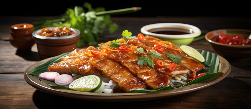 Satar a traditional food from Terengganu Malaysia is made with fresh fish fillet
