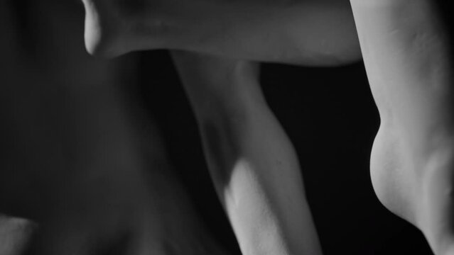 Closeup view of the back-lower side of the marble sculpture of Hercules and Lichas by Antonio Canova