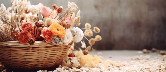 Bamboo basket used to dry flowers vintage style