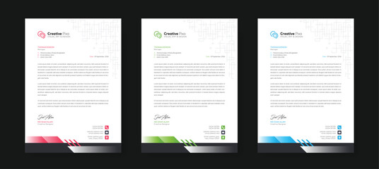 Modern letterhead design template with color variation bundle. Creative letterhead design template for your business. Abstract letterhead design template.