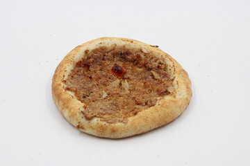 meat sfiha on white background