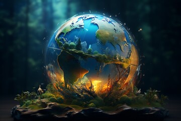 Obraz na płótnie Canvas Global Warming Planet Earth Illustration Created with Generative AI