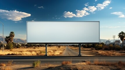 Obraz premium Blank billboard on the highway during the twilight with city background