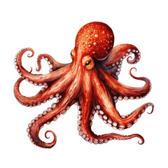 water animal element. watercolor octopus  illustration.