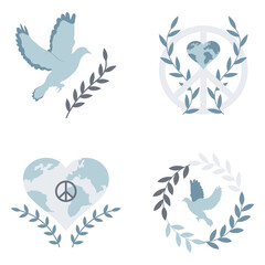 World Peace Day Icon Collection. Vector Illustration.