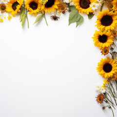 Minimalist Sunflower Frame Clean Elegance - obrazy, fototapety, plakaty