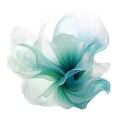 an ethereal blend of sky blue and mint green abstract blooming shape, isolated on a transparent background
