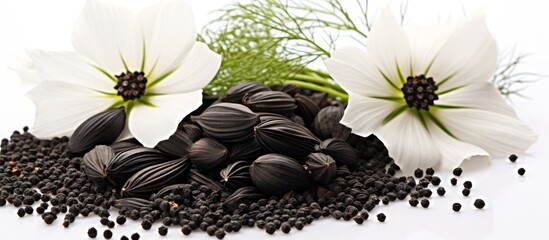 Nigella Seed known by many names isolated on white background - obrazy, fototapety, plakaty