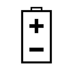 A large battery symbol in the center. Isolated black symbol