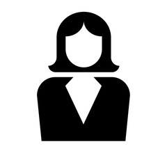 A large business woman symbol in the center. Isolated black symbol