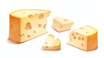 ［AI生成画像］チーズの欠片、白背景17
