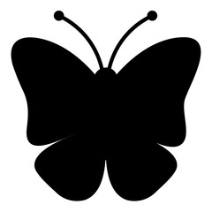 A large butterfly symbol in the center. Isolated black symbol © Alexey