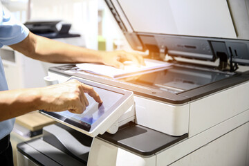 Hand use copier or photocopier or photocopy machine office equipment workplace for scanner or...