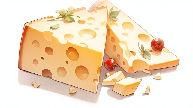 ［AI生成画像］チーズの欠片、白背景12