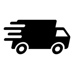 A large delivery symbol in the center. Isolated black symbol