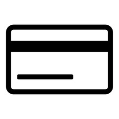 A large credit card symbol in the center. Isolated black symbol