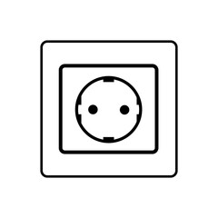 A large power socket symbol in the center. Isolated black symbol