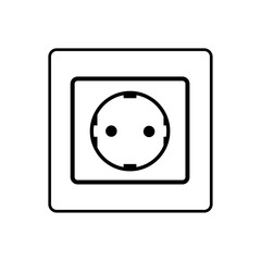 A large power socket symbol in the center. Isolated black symbol