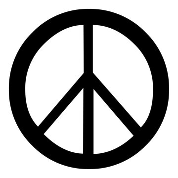 A large peace symbol in the center. Isolated black symbol