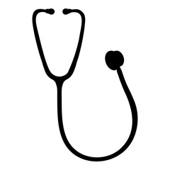 A large stethoscope symbol in the center. Isolated black symbol