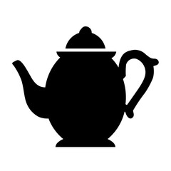 A large teapot in the center. Isolated black symbol