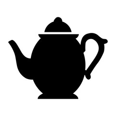 A large teapot in the center. Isolated black symbol
