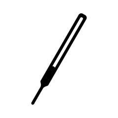 A large thermometer symbol in the center. Isolated black symbol