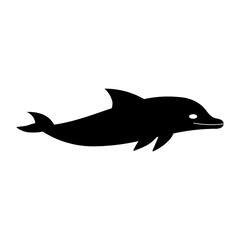 A large dolphin symbol in the center. Isolated black symbol
