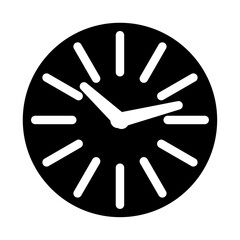 A large clock symbol in the center. Isolated black symbol