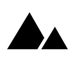 A large mountains symbol in the center. Isolated black symbol