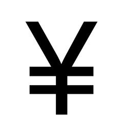 A large yuan symbol in the center. Isolated black symbol