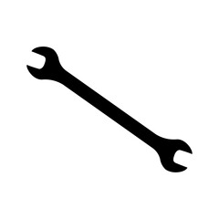 A large wrench symbol in the center. Isolated black symbol