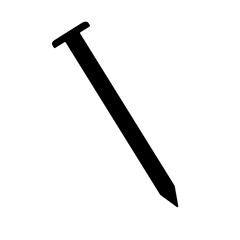 A large metal nail symbol in the center. Isolated black symbol