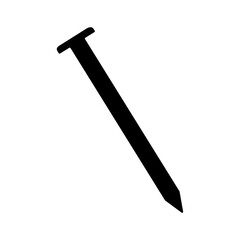 A large metal nail symbol in the center. Isolated black symbol
