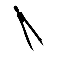 A large compass divider in the center. Isolated black symbol