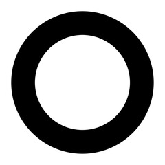 A large circle symbol in the center. Isolated black symbol