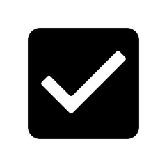 A large checkbox symbol in the center. Isolated black symbol