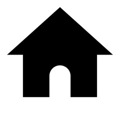 A large kennel symbol in the center. Isolated black symbol