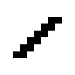 A large stairs symbol in the center. Isolated black symbol