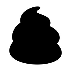 A large poop symbol in the center. Isolated black symbol