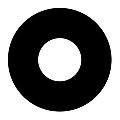 Fototapeta na wymiar A large record media symbol in the center. Isolated black symbol