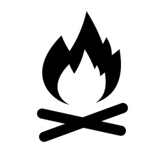 A large bonfire symbol in the center. Isolated black symbol