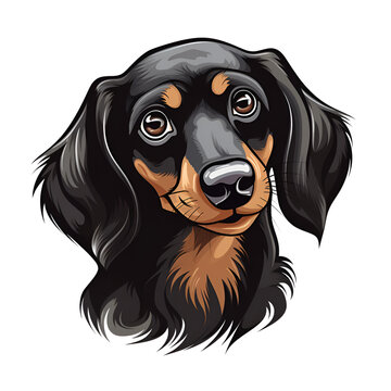 Dachshund Wiener Dog Cartoon Style Logo Vector Style Illustration No Background Perfect For Print on Demand Merchandise