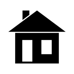 A large house symbol in the center. Isolated black symbol