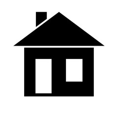 A large house symbol in the center. Isolated black symbol