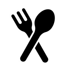 A large dinner time symbol in the center. Isolated black symbol