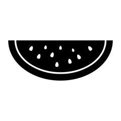 A large watermelon piece symbol in the center. Isolated black symbol