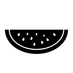 A large watermelon piece symbol in the center. Isolated black symbol